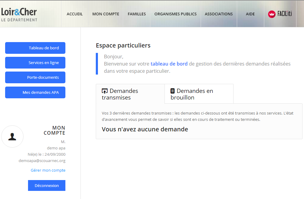 Retrouver mes demandes en ligne