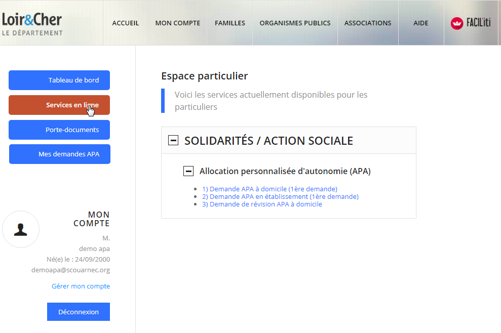 Faire une demande APA