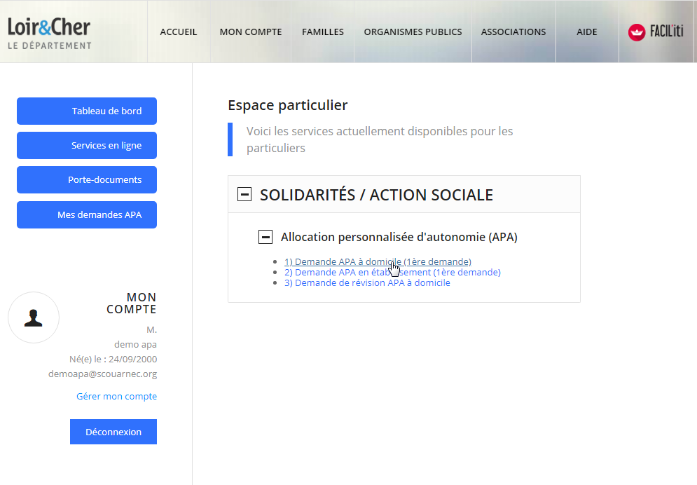 Faire une demande APA